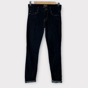 Mother cuffed skinny jean in dark wash